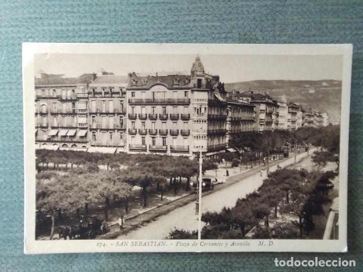 Cartes Postales: POSTAL SAN SEBASTIAN PLAZA DE CERVANTES Y AVENIDA