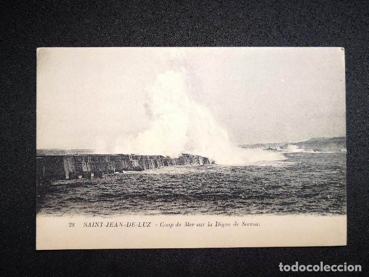 Postkarten: POSTAL 28 SAINT JEAN DE LUZ Coup de Mer sur la Digue de Socoa SOKOA NO CIRCULADA NO INSCRITA