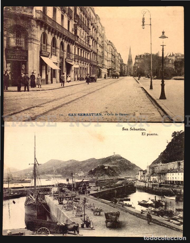 Postcards: SAN SEBASTIAN 2 HERMOSAS CALLE HERNANI PUERTO  TARJETAS POSTALES