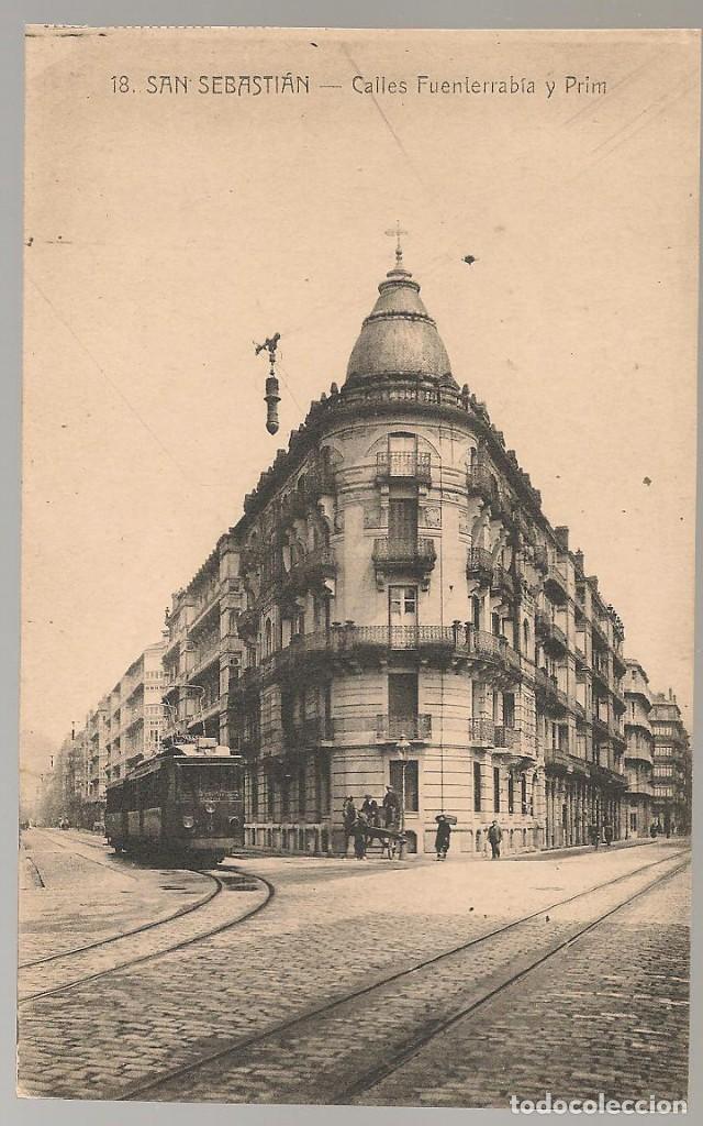 Cartes Postales: POSTAL antigua SAN SEBASTIAN calles Fuenterrabia y Prim ,Mayor hermanos ... nni