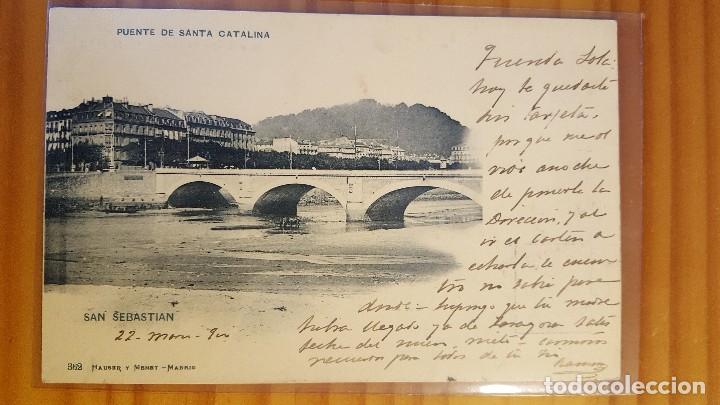 Postales: POSTAL SAN SEBASTIAN PUENTE DE SANTA CATALINA SELLO DEL PELON HAUSER Y MENET