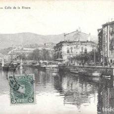 Postales: 1908 POSTAL CIRCULADA BILBAO CALLE DE LA RIVERA (ALMACENES AMANN). Lote 123545731