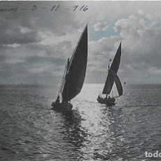 Postales: 1916 POSTAL CIRCULADA FOTOGRÁFICA LAS ARENAS VIZCAYA VELEROS. Lote 128180227