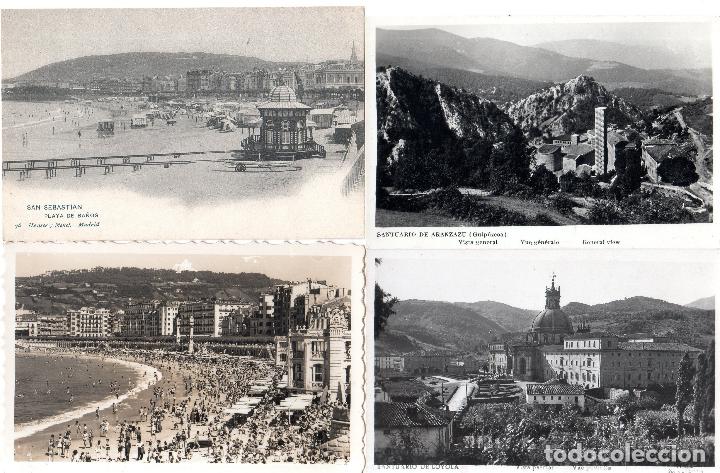 Postcards: LOTE DE 4 POSTALES DE GUIPUZCUA. SANTUARIO DE ARANZAZU. SANTUARIO DE LOYOLA. SAN SEBASTIAN.