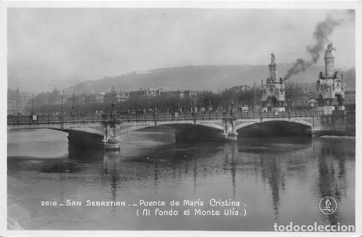 Cartes Postales: SAN SEBASTIAN.- PUENTE DE MARIA CRISTINA, (AL FONDO, EL MONTE ULIA)