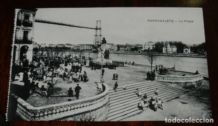 Postkarten: POSTAL DE PORTUGALETE, VIZCAYA, LA PLAZA, PUENTE COLGANTE, ED. L.G. NO CIRCULADA.