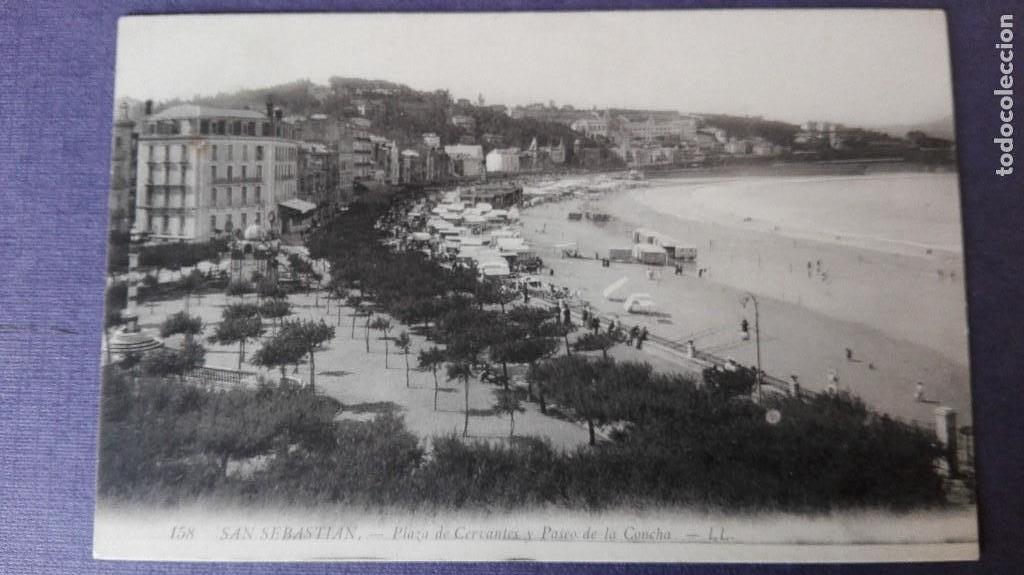 Postkarten: POSTAL RARA SAN SEBASTIAN N&ordm; 158 PLAZA CERVANTES Y PASEO DE LA CONCHA ED L.L GUIPUZCOA PERFECTA CONS