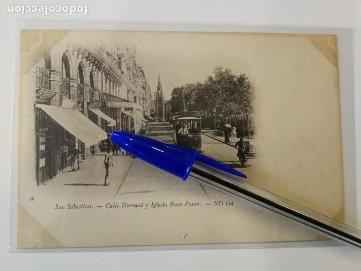 Postales: POSTAL SAN SEBASTIAN. CALLE HERNANI Y IGLESIA BUEN PASTOR.