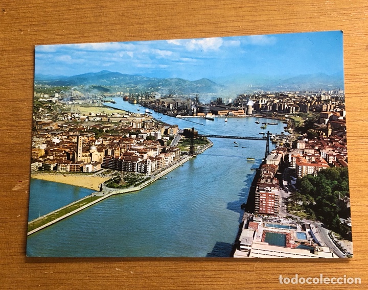 Postais: Vista panor&aacute;mica a&eacute;rea puente de Vizcaya sin circular