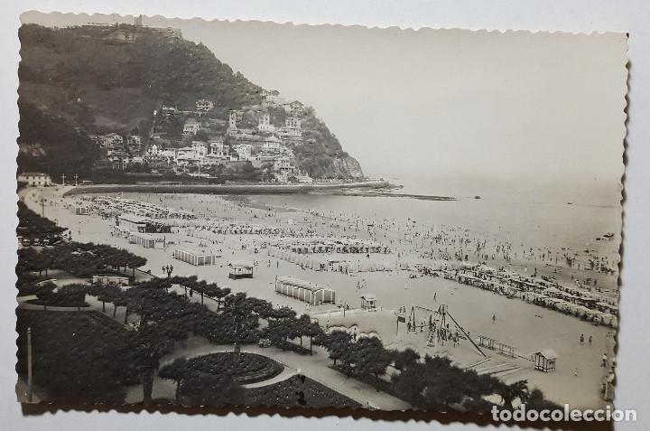 Postales: San Sebastian Playa de Ondarreta y Monte Igueldo - Foto en relieve