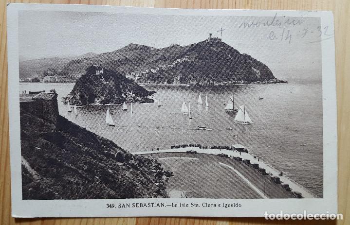 Postkarten: San Sebastian La Isla Santa Clara y Monte Igueldo N&ordm; 349 1932 Foto Galarza