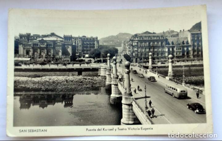 Postkarten: POSTAL DE SAN SEBASTIAN: PUENTE DEL KURSAAL Y TEATRO VICTORIA EUGENIA