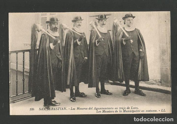 Postais: SAN SEBASTIAN-MASEROS DEL AYUNTAMIENTO TRAJE DE LUTO-184-LL-POSTAL ANTIGUA-(57.783)