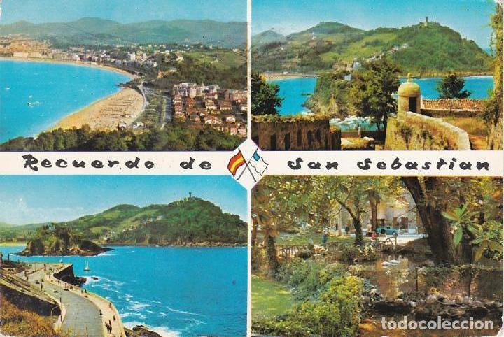 Postkarten: san sebastian, playa de ondarreta desde igueldo, guipuzcoa