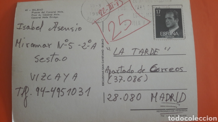 Postales: 1985 programa Tarde postal Bilbao Puente General Mola - Foto 2