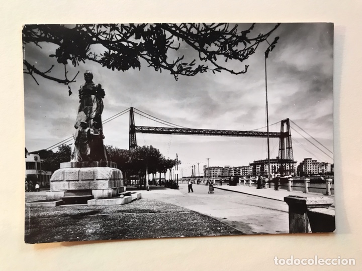 Postcards: PORTUGALETE (Vizcaya) Postal Animada No.1003, Monumento a Victor Chavarri. Puente de Vizcaya.