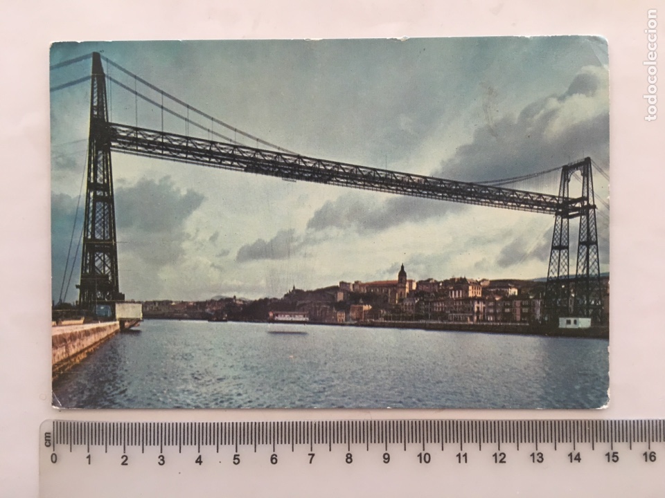 Cartoline: POSTAL. PORTUGALETE. VIZCAYA. PUENTE Y VISTA DE LA R&Iacute;A. EDIC. &Aacute;GATA. H. 1960?.