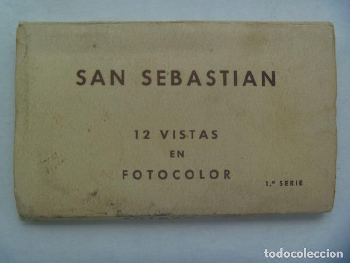 Cartoline: ACORDEON DE 12 MINI POSTALES DE SAN SEBASTIAN : 12 VISTAS EN FOTOCOLOR . A&Ntilde;OS 60