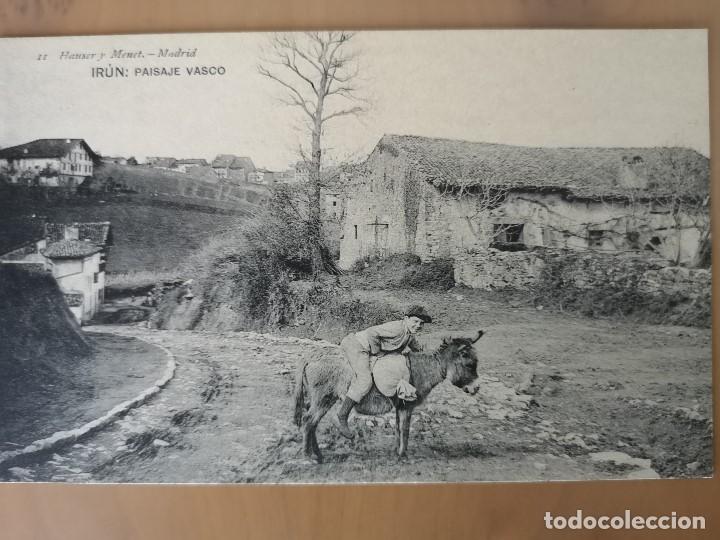 Cartoline: POSTAL IRUN N&ordm; 11 PAISAJE VASCO ED HAUSER Y MENET NI&Ntilde;O EN BURRO GUIPUZCOA FUENTERRABIA PERFECTA CONS