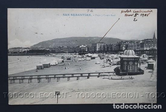 Postales: POSTAL SAN SEBASTIAN PLAYA Y CASETA REAL . G. G GALARZA - CLICHE GONZALEZ . CA 1905