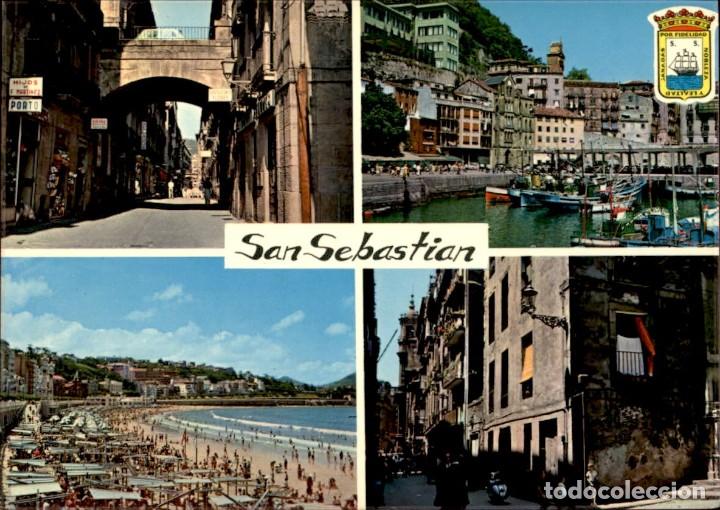 Postkarten: San Sebastian &ndash; Calle del Puerto &ndash; Puerto de Pescadores &ndash; Playa de la Concha