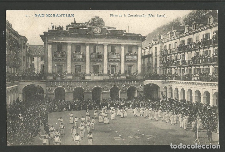 Postais: SAN SEBASTIAN-PLAZA DE LA CONSTITUCION-UNA FIESTA-91-ED&middot;G.GALARZA-VER REVERSO-(61.387)