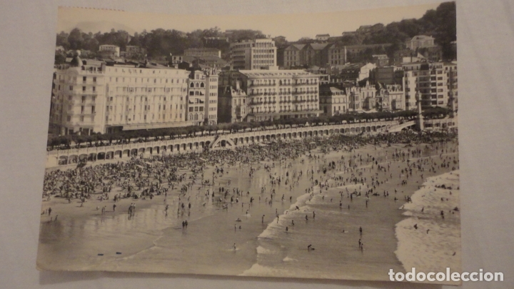 Postales: ANTIGUA POSTAL.PLAYA DE LA CONCHA.SAN SEBASTIAN.MANIPEL 1962