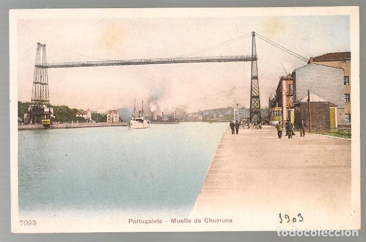 Postcards: postal coloreada PORTUGALETE , muelle de Churruca, n&ordm; 7093 REVERSO SIN DIVIDIR sin escribir