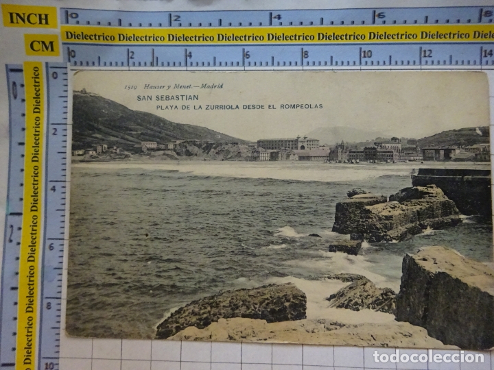 Postkarten: POSTAL DE GUIP&Uacute;ZCOA, SAN SEBASTIAN. SIGLO XIX - 1905. PLAYA DE LA ZURRIOLA DESDE EL ROMPEOLAS . 2263