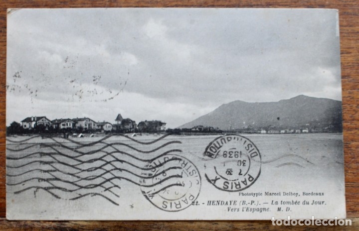 Postkarten: 22.HENDAYE(B.P)-LA TOMB&Eacute;E DU JOUR. VERS L' ESPAGNE M.D- CIRCULADA 29-1-1939
