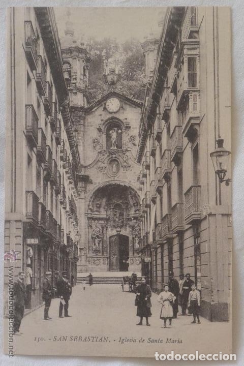 Cartoline: ANTIGUA TARJETA POSTAL SAN SEBASTIAN IGLESIA DE SANTA MARIA