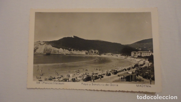 Postais: ANTIGUA POSTAL.PLAYA Y SANATORIO DE GORLIZ PLENCIA MADYMA N&ordm; 184