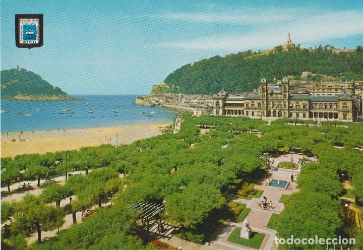 Postcards: SAN SEBASTIAN, PLAYA DE LA CONCHA Y PARQUE ALDERDI-EDER - ESCUDO DE ORO N&ordm; 87 - S/C