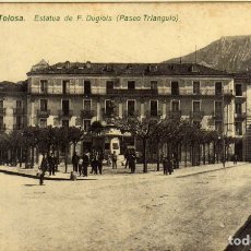 Postales: MAGNIFICA POSTAL - TOLOSA (GUIPUZCOA) - ESTATUA DE F. DUGIOLS (PASEO TRIANGULO). Lote 183030310