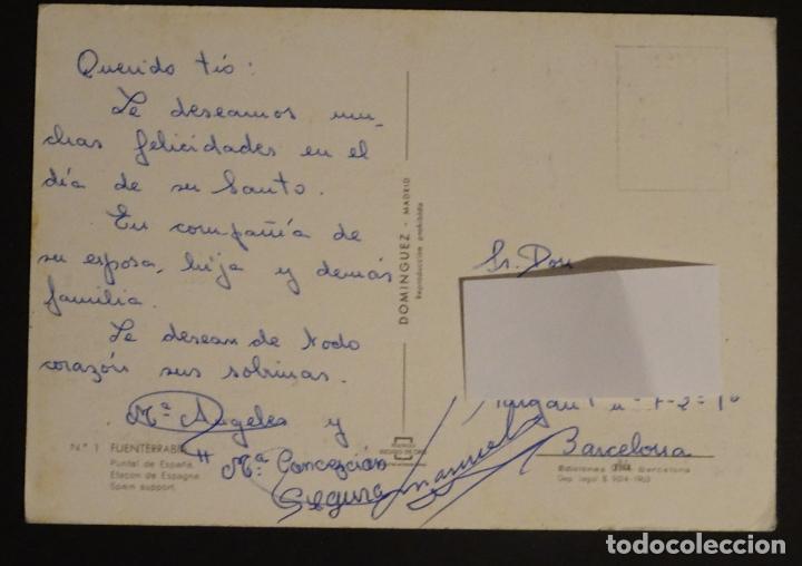 Postales: Fuenterrabia, postal circulada del a&ntilde;o 1963 - Foto 2