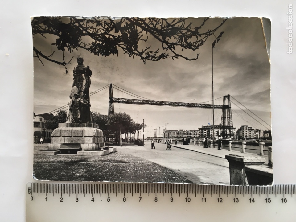 Postcards: POSTAL. PORTUGALETE. VIZCAYA. MONUMENTO A DON V&Iacute;CTOR CHAVARRI. PUENTE DE VIZCAYA. A. ABADAL. H. 1958