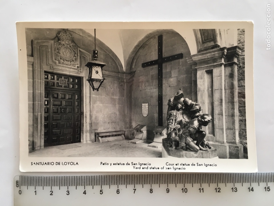 Postcards: POSTAL. SANTUARIO DE LOYOLA. PATIO Y ESTATUA DE SAN IGNACIO. MANIPEL. H. 1958?.