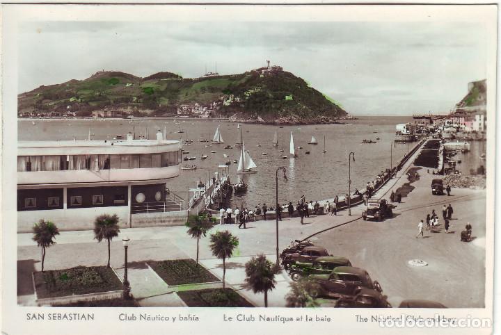 Cartoline: PE-1028  SAN SEBASTIAN. CLUB NAUTICO Y BAH&Iacute;A COLOREADA 1957