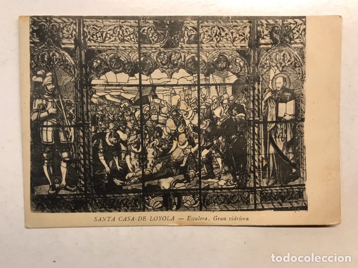Postkarten: SANTA CASA DE LOYOLA (Guip&uacute;zcoa) Postal, Escalera. Gran Vidriera. Edita: Uni&oacute;n Postal Universal