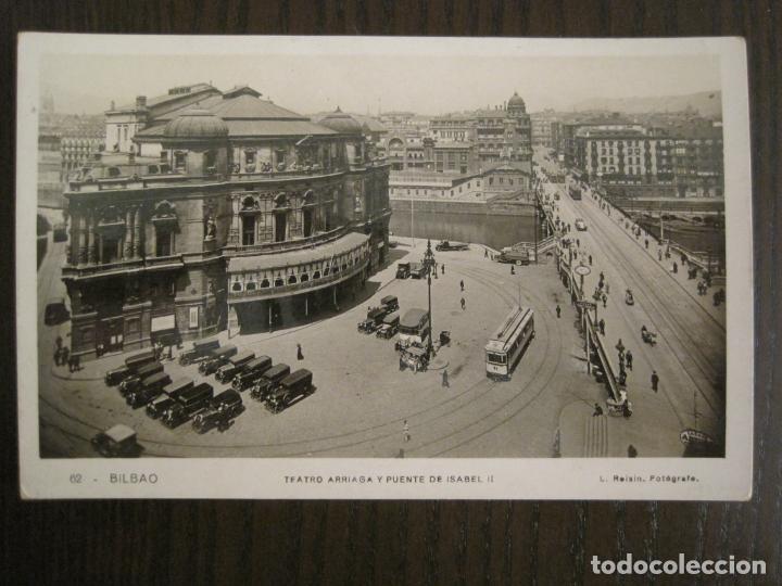Postcards: BILBAO-TEATRO ARRIAGA Y PUENTE ISABEL II-ROISIN-62-POSTAL FOTOGRAFICA ANTIGUA-(68.921)