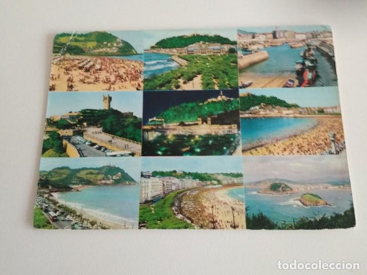 Cartoline: POSTAL SAN SEBASTIAN / AUTOBUS 2 PISOS / A&Ntilde;OS 60 CIRCULADA