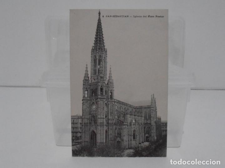 Postcards: ANTIGUA POSTAL, SAN SEBASTIAN, IGLESIA DEL BUEN PASTOR, UNION POSTAL DE CORREOS