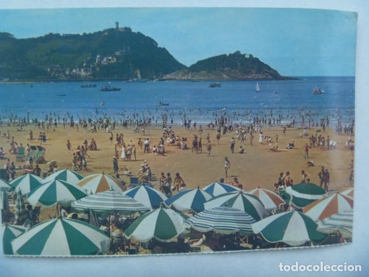 Postales: POSTAL DE SAN SEBASTIAN : LA PLAYA . A&Ntilde;OS 60