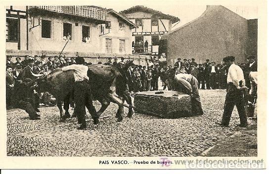 Postales: Pa&iacute;s Vasco. Prueba de bueyes - Foto 1