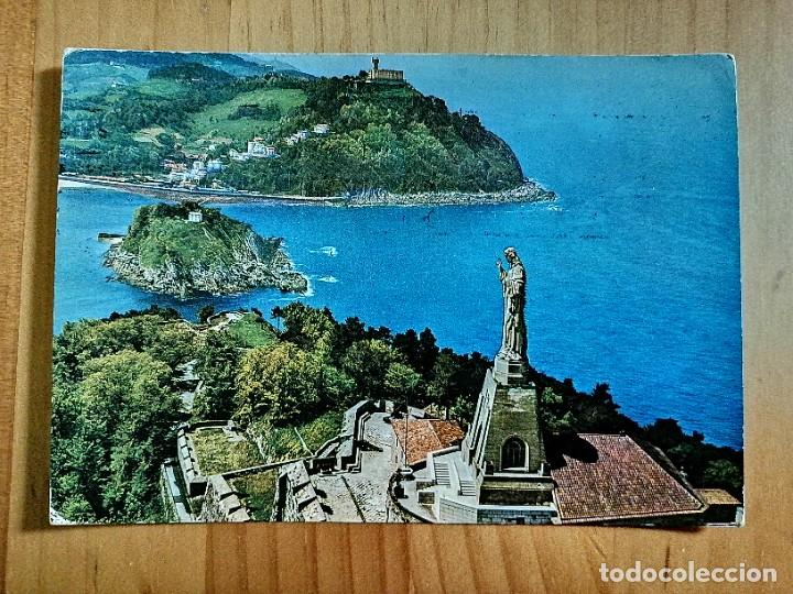 Cartes Postales: POSTAL - SAN SEBASTIAN - MONUMENTO AL SAGRADO CORAZ&Oacute;N Y MONTE IGUELDO..