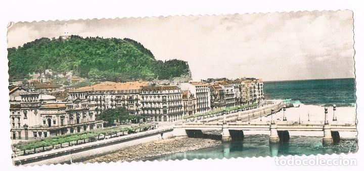 Cartoline: SAN SEBASTIAN DESEMBOCADURA DEL RIO URUMEA Y PUENTE DEL KUSAAL - POSTAL ANTIGUA PANORAMICA
