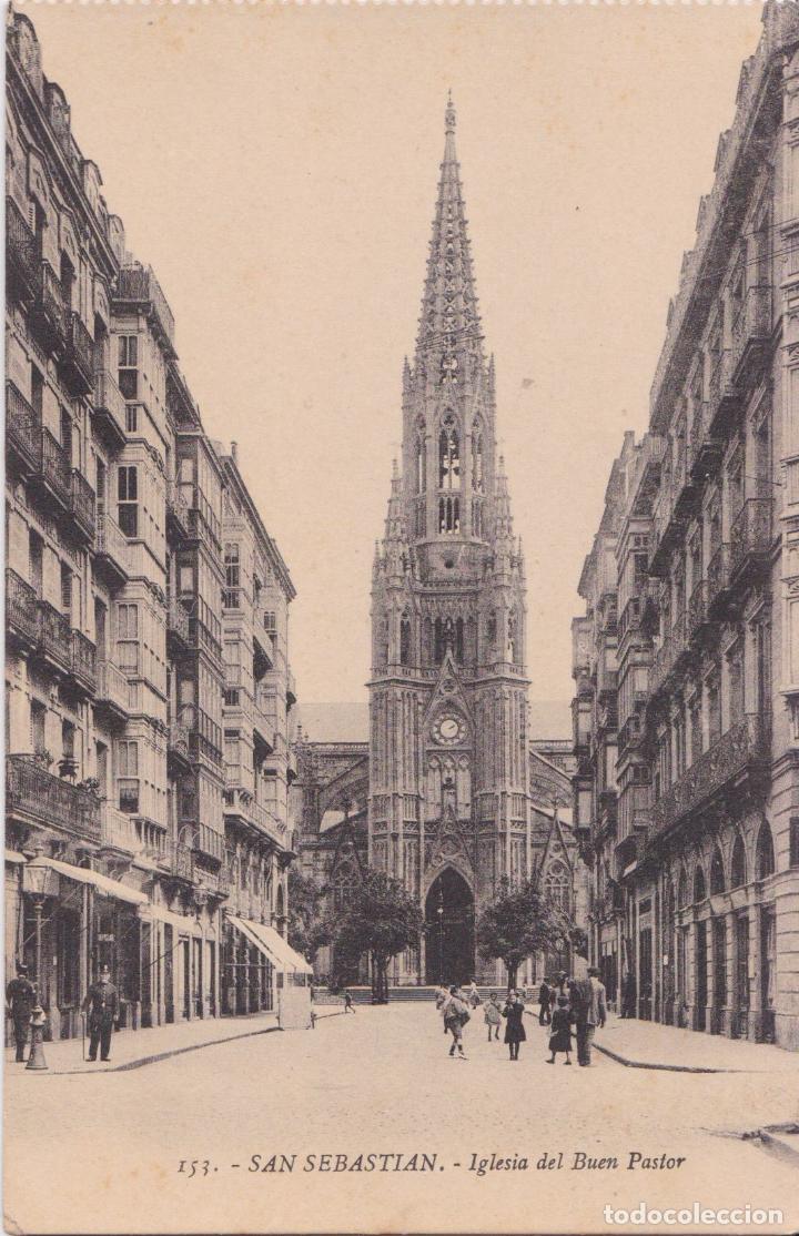Postcards: SAN SEBASTIAN, IGLESIA DEL BUEN PASTOR - EDICI&Oacute;N G.G.GALARZA N&ordm; 153, CLICH&Eacute; GONZAL&Eacute;Z - S/C