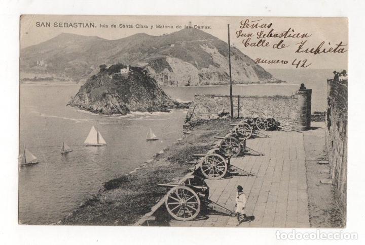 Postcards: TARJETA POSTAL SAN SEBASTIAN. N&ordm; 24. ISLA DE SANTA CLARA Y BATERIA DE LAS DAMAS. 1907