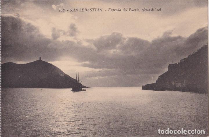 Postcards: SAN SEBASTIAN, ENTRADA DEL PUERTO, EFECTO DEL SOL - ED.G.G. GALARZA N&ordm; 108 CLICH&Eacute; GONZALEZ &ndash; S/C