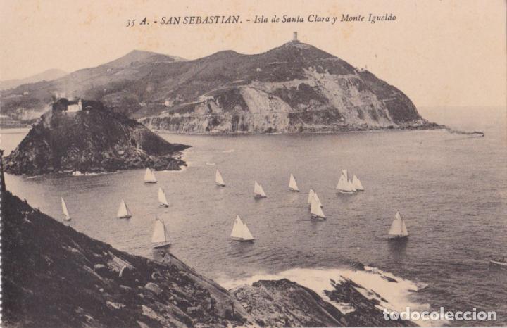 Postcards: SAN SEBASTIAN, ISLA DE SANTA CLARA Y MONTE IGUELDO - ED.G.G. GALARZA N&ordm; 35A CLICH&Eacute; GONZALEZ &ndash; S/C